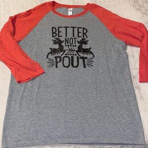 Better Not Pout Grey & Red Raglan Tee